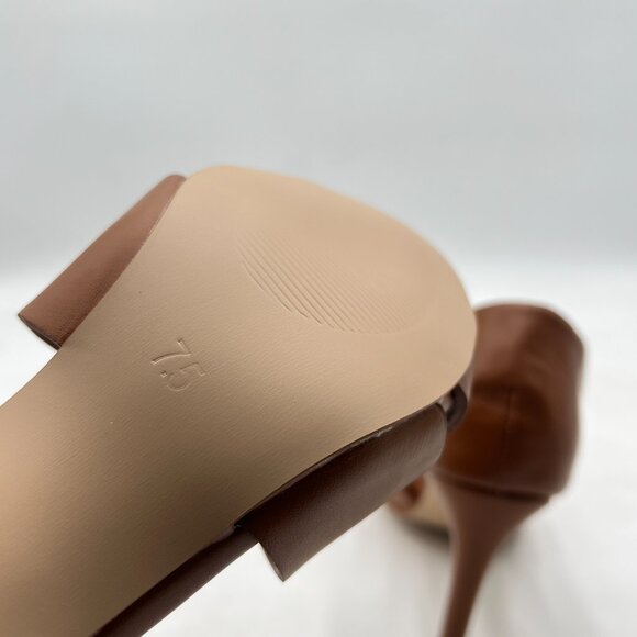 Pazzion Brown Sexy Open Toe High Heeled D'Orsay Pumps Slip On Two Pieces Sandals - Picture 6 of 8